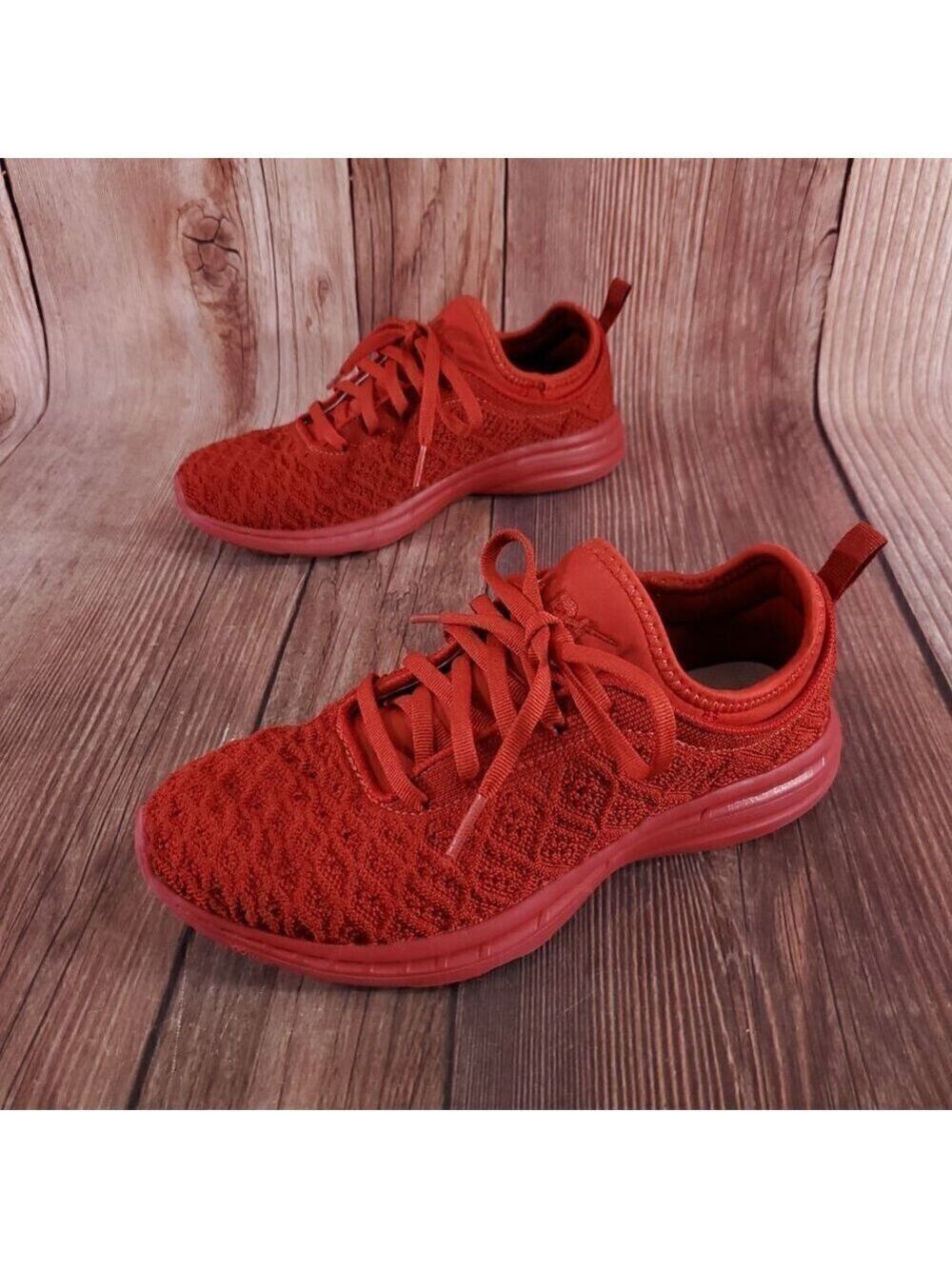 APL Womens Size 6.5 Techloom Phantom Red Knit Lace Up Running Shoes